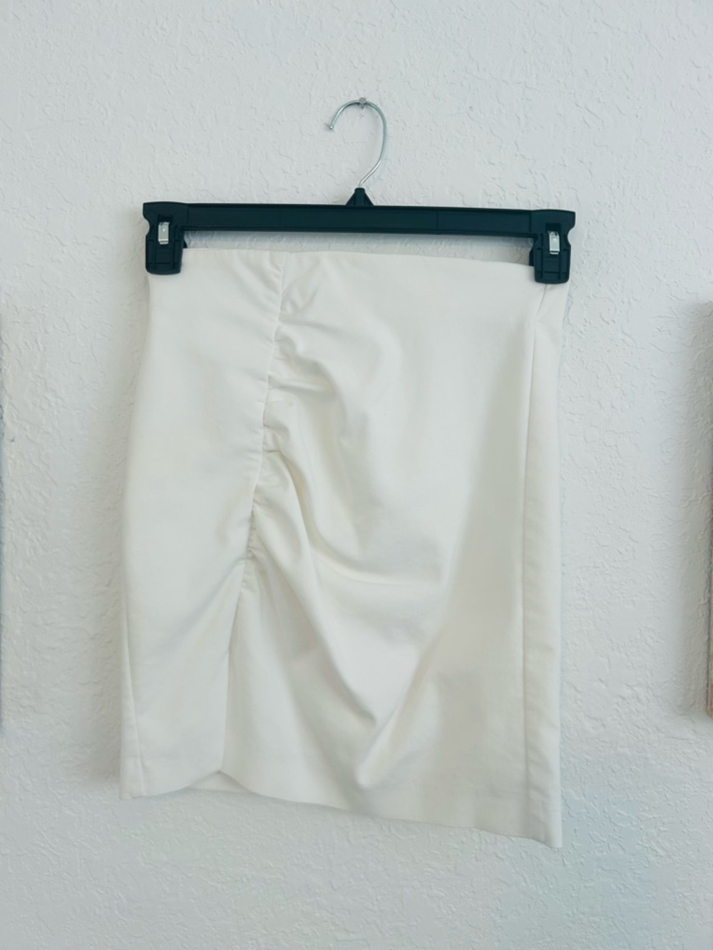 Zara Off-White Ruched Mini Pencil Skirt